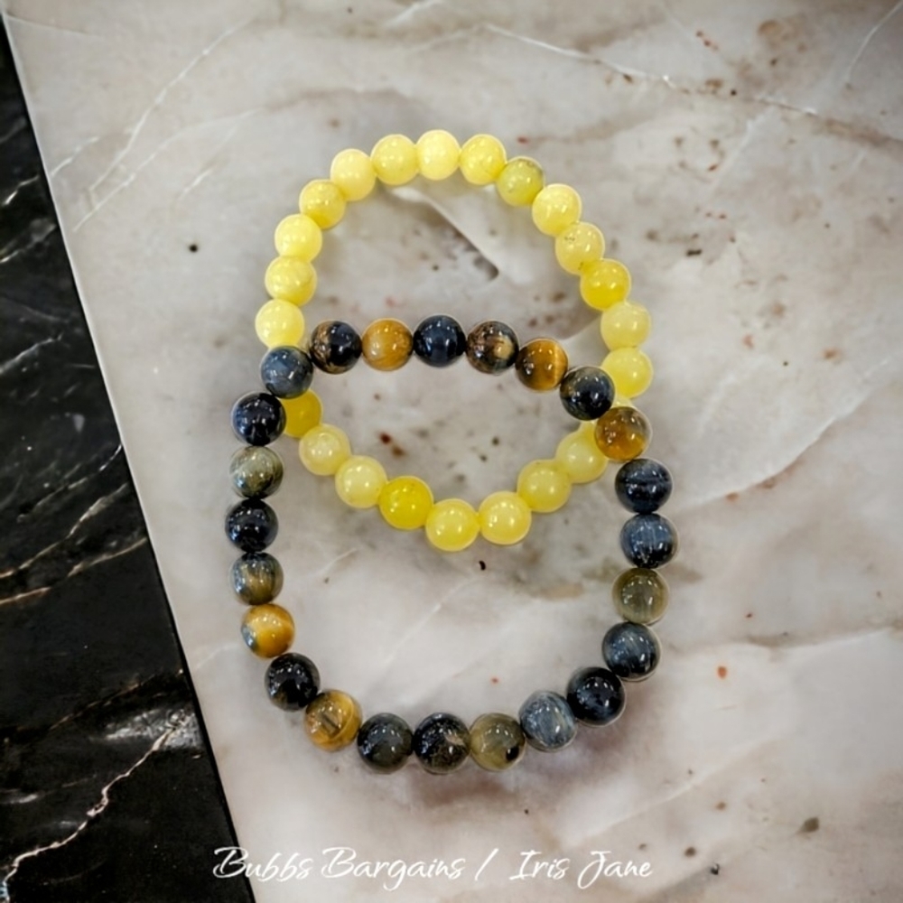 Bracelet Stack - Golden Tiger Eye & Lemon Tiger Eye - Unisex